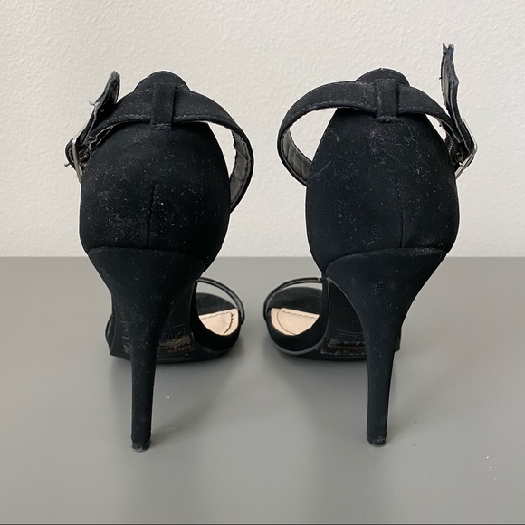 ✖️SOLD✖️ ANNE MICHELLE Enzo Black Nubuck Ankle Strap Heels - Picture 4 of 10